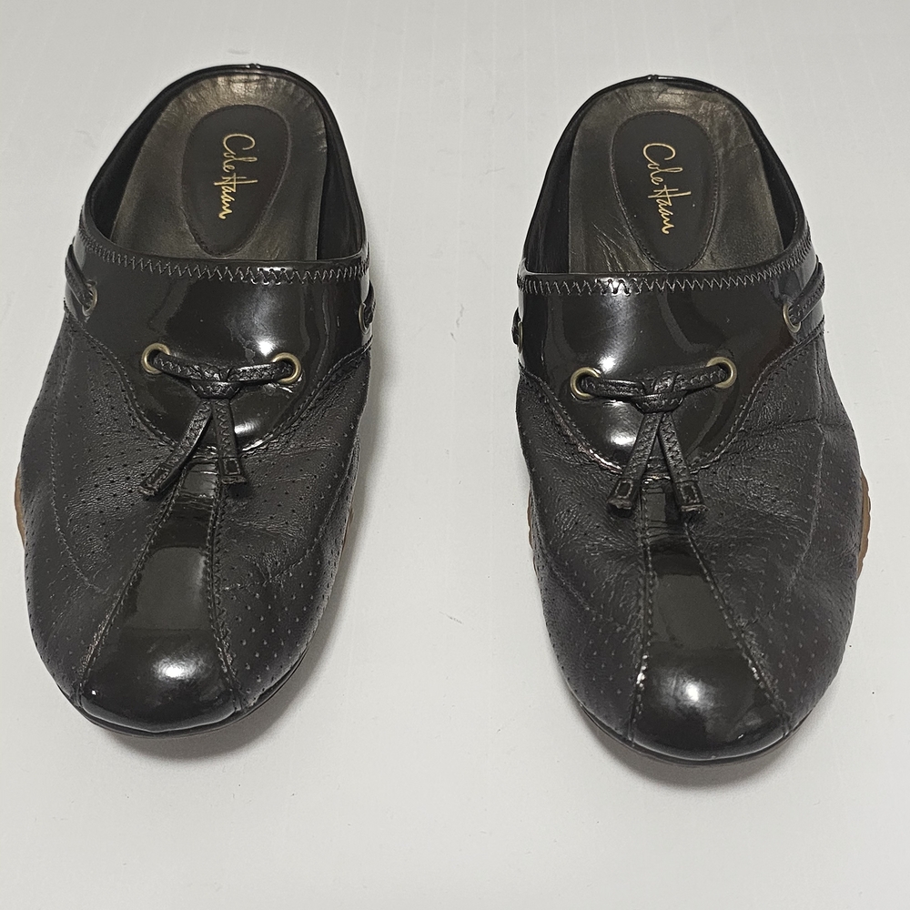 Cole Haan Womens Air Bria Perf Mule Brown Leather Shoes Size 8B US Patent Soft